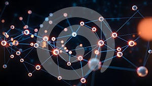 Network Connection Dots Lines, Data Flow, Digital Technology, Stock Photo, Generative AI