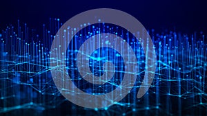 Network connection dots and lines. Data technology illustration. Abstract background with a dynamic wave. Plexus. 3d