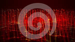 Network connection dots and lines. Data technology illustration. Abstract background with a dynamic wave. Plexus. 3D