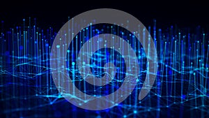 Network connection dots and lines. Data technology illustration. Abstract background with a dynamic wave. Plexus. 3d