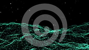 Network connection dots and lines. Technology background. Plexus. Big data background. Green. 3d rendering.