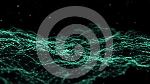 Network connection dots and lines. Technology background. Plexus. Big data background. Green. 3d rendering.