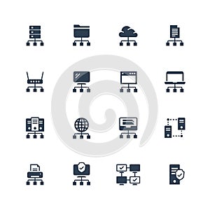 Network connection and hosting icon set