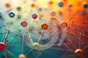 Network Connection Linking Colorful Spheres with Connecting Lines for Data Visualization