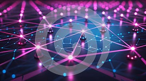 Network Connection Nodes: Abstract Tech Data Visualization, Futuristic Background