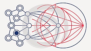 Network connection nodes design, technology and data flow vector design Generative AI