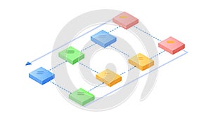 Network Connection Nodes, Digital Infrastructure Isometric System, vector design Generative AI