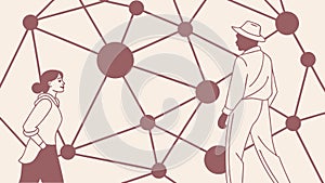 Network Connection People Vector: Social Interaction Technology, vector design Generative AI