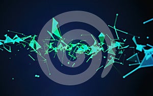 Abstract science background with particles and plexus connected lines.