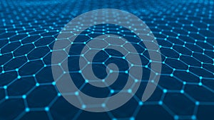 Network connection structure. Big data visualization. Futuristic hexagon background. Artificial intelligence. 3D rendering