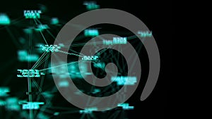 Network connection structure. Concept of hi tech and future. Communication and web concept. Big data visualization. Distortion of