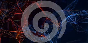 Network connection structure. Connecting points and lines. Big data. Abstract technology background. Plexus effect. 3d rendering