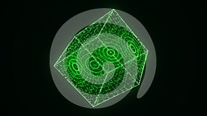 Network connection structure in the form of a cube. Technology connect big data. Science background. Abstract geometric 3D objects