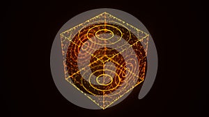Network connection structure in the form of a cube. Technology connect big data. Science background. Abstract geometric 3D objects