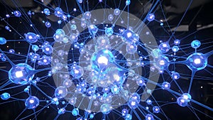 Network connection structure with glowing nodes