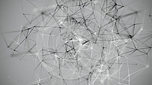 Network connection structure.Low poly shape with connecting dots and lines on gray background.3d rendering Big data visualization