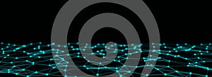 Network connection technology. Abstract dark background. Digital backdrop. Big data visualization. 3D rendering