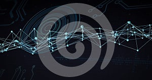 Network of connections and data processing image over digital interface