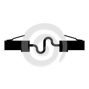 Network connector Patch cord Ethernet cable LAN wire icon black color vector illustration flat style image