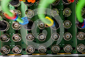 NETWORK CONNECTORS ON SERVER. CONNECTED CABLE