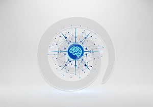 Network consists of interconnected nodes and lines, symbolizing connectivity