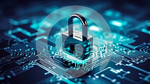 Network cybersecurity concept , Protection network security computer , screen padlock , user privacy security and safe your data.