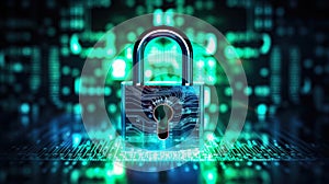 Network cybersecurity concept , Protection network security computer , screen padlock , user privacy security and safe your data.