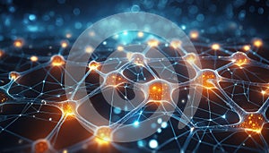 Network and data net system abstract background. Structure and connection. Generative ai