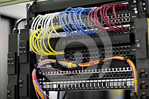 network data rack with networking equipment
