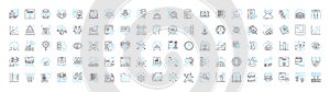 Network data vector line icons set. Networking, Data, Transfer, Protocols, Connectivity, Encryption, Sharing