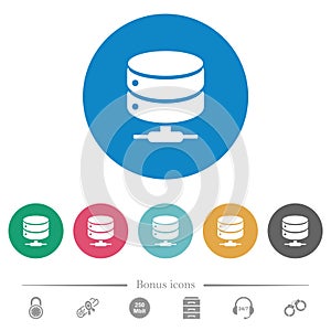 Network database flat round icons