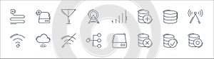 network and database line icons. linear set. quality vector line set such as database, database, conection, internet, antenna,