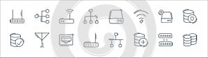Network and database line icons. linear set. quality vector line set such as database, database, router, hard disk, router, hard