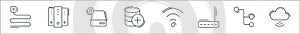 network and database line icons. linear set. quality vector line set such as cloud storage, connection, router, internet, database