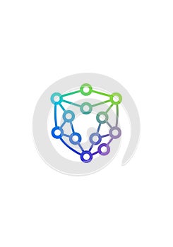 Network diagram featuring interconnected dots and