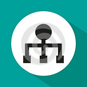 Network diagram icon. Hierarchy chart vector. Teal background design. Connection structure symbol.