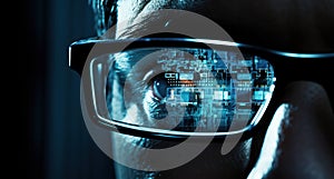 Network digital computer background futuristic eye technology binary information data internet