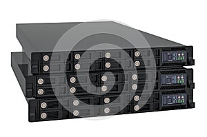 Network disk arrays, blades. 3D rendering