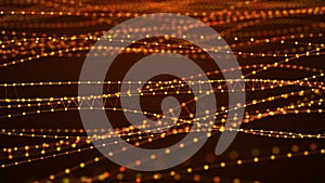 Network of dots connected by lines. DNA twisted structure. Molecular abstract background. 3D rendering