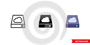 Network drive icon of 3 types color, black and white, outline. Isolated vector sign symbol