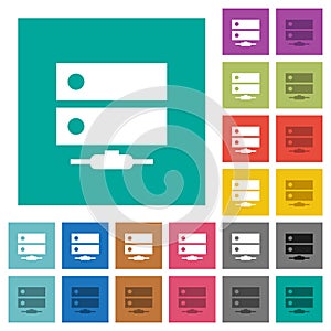 Network drive square flat multi colored icons