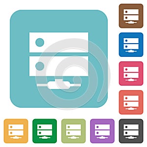 Network drive rounded square flat icons