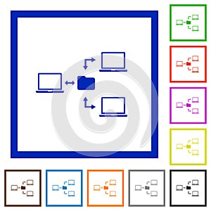 Network file system flat framed icons