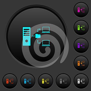 Network file system with server dark push buttons with color icons