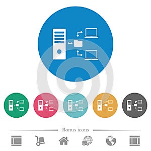 Network file system with server flat round icons