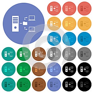 Network file system with server round flat multi colored icons