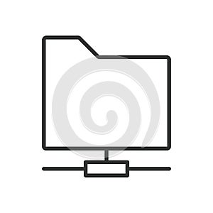 Network folder icon in line design. folder, network, shared, computer, directory, storage, data, files on white background vector
