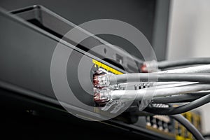 Network Gigabit Smart PoE Switch with connected cables