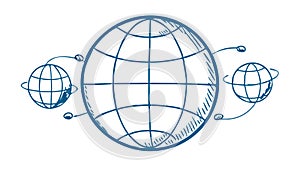 Network globe icon, global communication and tech symbol , vector design Generative AI
