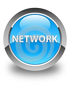 Network glossy cyan blue round button